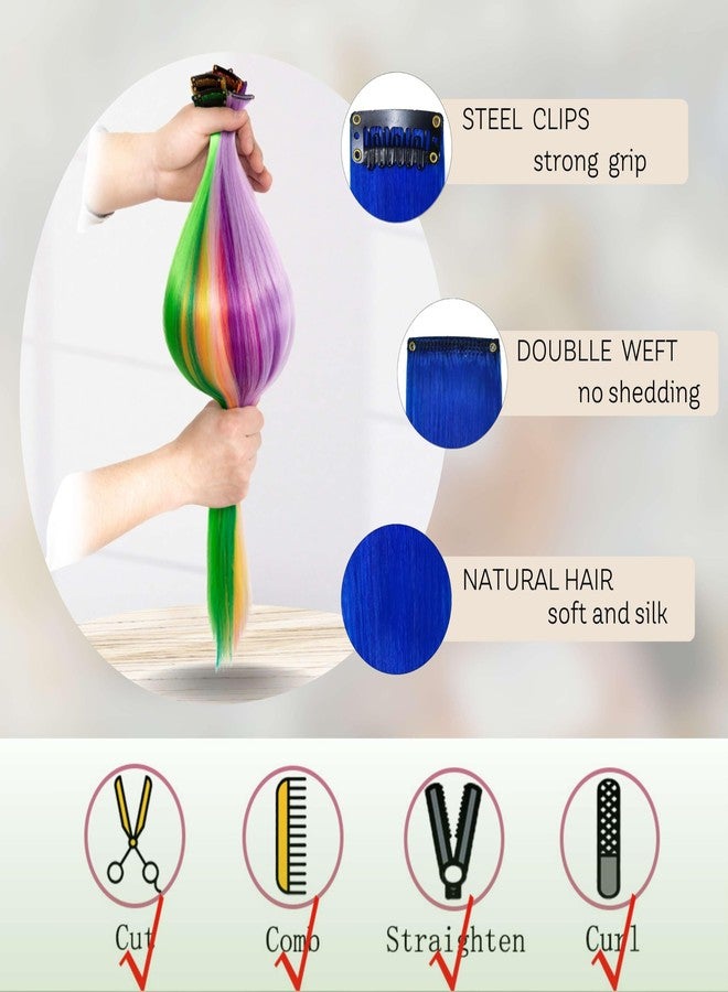 FAYDERS 24 PCS Colored Hair Extensions Clip in - 22 Inch Rainbow Hair for Women Girls - Perfect for Parties, Cosplay, Halloween - Image 3